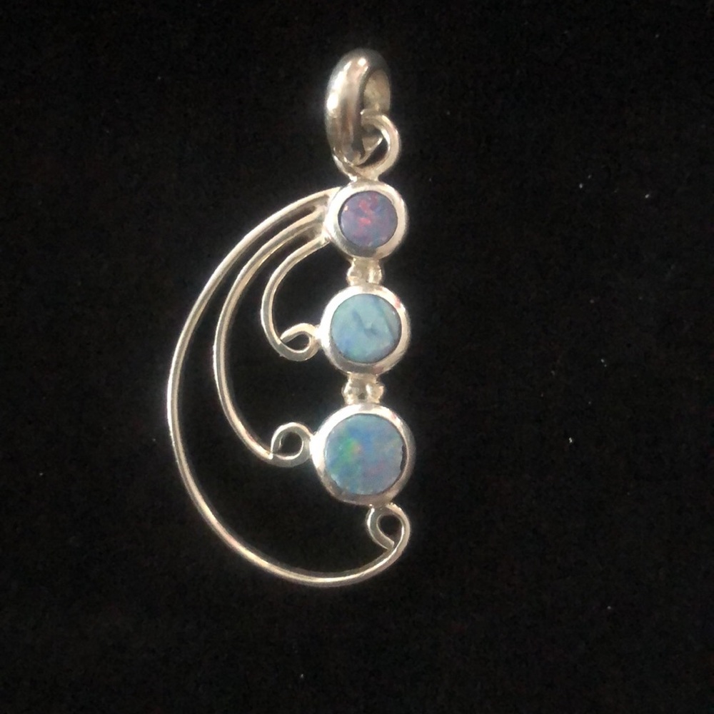 Sterling Silver Pendant with 3 Opals